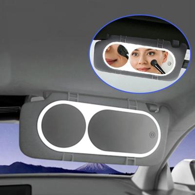 Car Makeup Mirror 3 LED Light Dimmable Sun Visor Interior Mirrors Rechargeable Wide Angle Vanity Mirror for Women Girls
