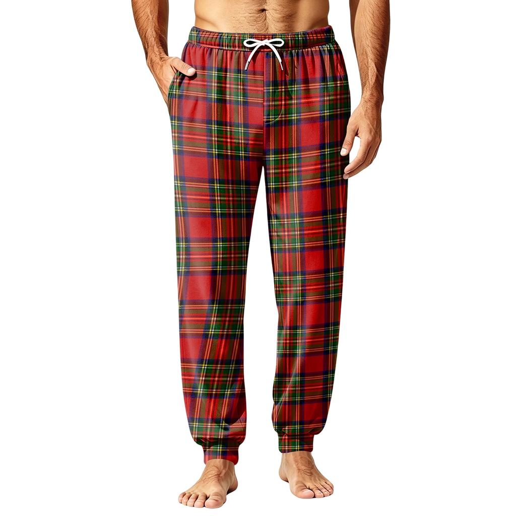 Men's Christmas Printed Thermal Pajama Pants for Fall Winter