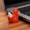 Vintage Handmade Solid Wood Fox Sculpture Statue Miniature Animal Figurines Desktop Ornament for Home Office Decoration Gift