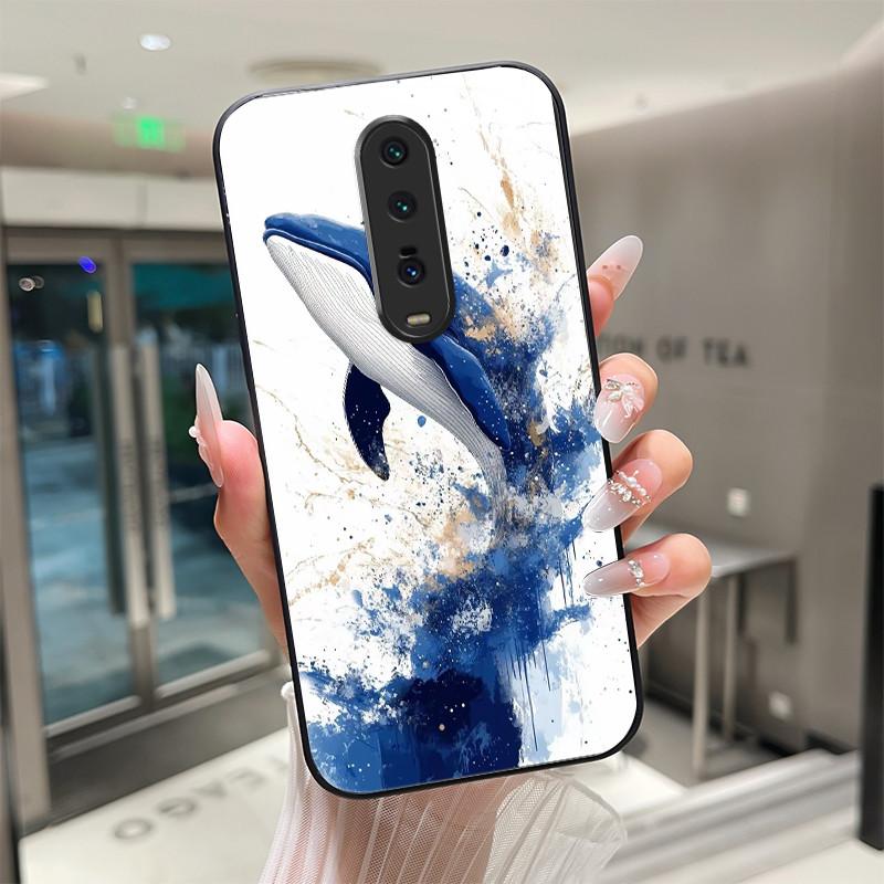 Cute Cartoon Cats Flower Case For Xiaomi Mi 9T Redmi K20 Pro Poco F2 Tempered Glass Phone Case Protective Back Cover Hard Shell