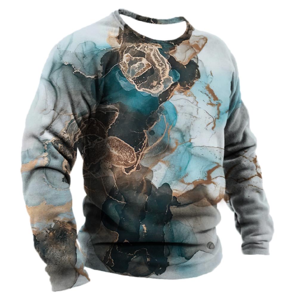 

Design Color Smudge Pattern Men s Street Long Sleeve T-shirt Spring and Autumn 3D Printing Fashion Loose Men s Casual Tops 5XL