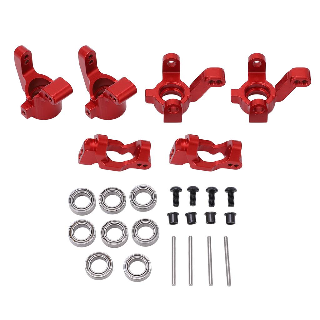 RC Steering Group Assembly Set Aluminum Alloy RC Car Steering Assembly Kit for Traxxas Latrax Teton 1 18 Red