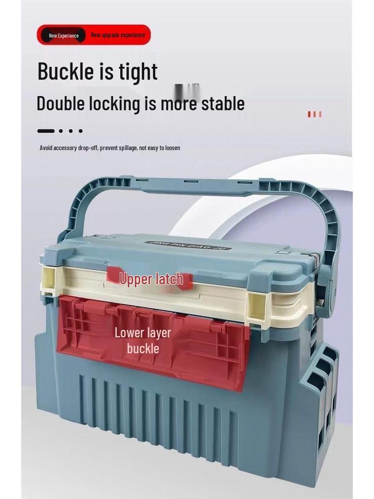 Multifunctional Large Capacity Fishing Gear Storage Box with Rod Holder