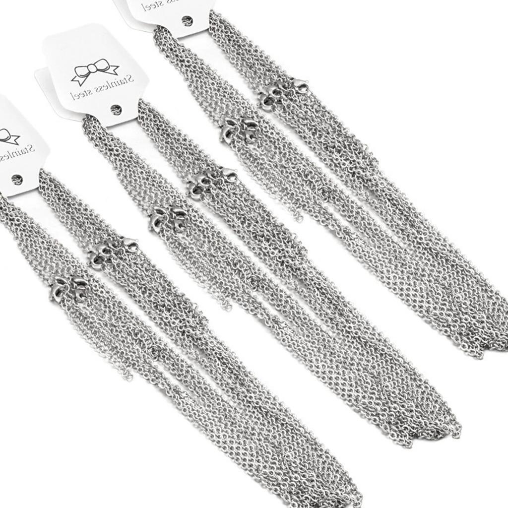 10 Pcs Metal Thin Necklace Chain with Lobster Claw Clasps Flat O Chain Necklace Accessories for DIY Jewellery Making