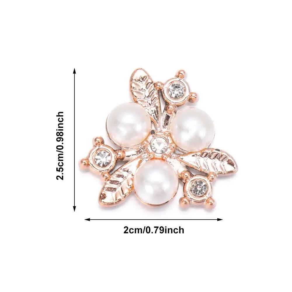 10PCS DIY Craft Hat Accessories Crystal Pearl Button Pearl Hairpins Rhinestone Buttons Headwear Clip