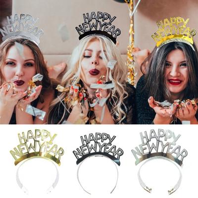 New Year Headband Reflective Create Atmosphere Head Accessory Happy New Year Hair Band for Christmas