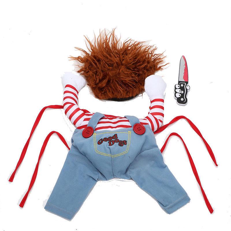3D Killer Doll Dog Costume - Halloween & Christmas Prank Outfit for Pets