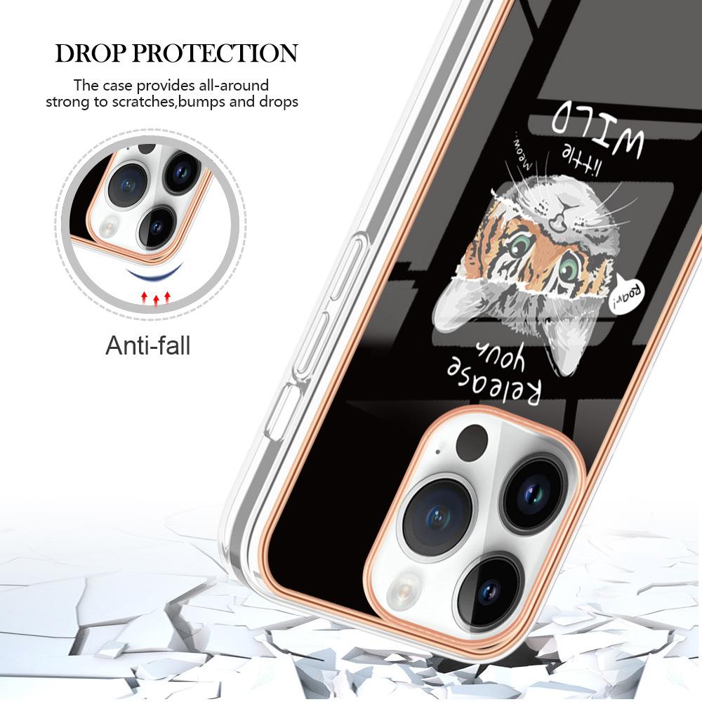 Suitable for iPhone15 mobile phone case 14plus cartoon painted electroplating anti-drop case 13Pro leopard print case