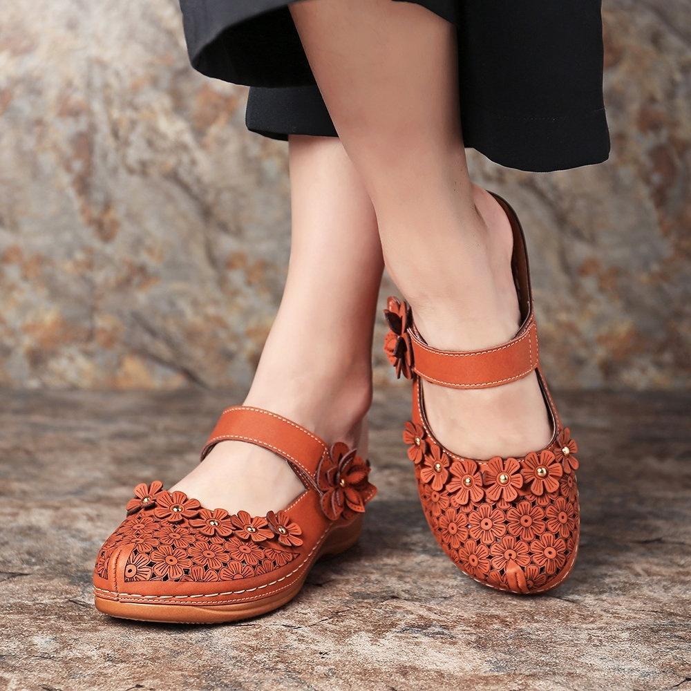 Women's Fashion Vintage Shoes Casual Sandals Summer Beach Sandals Flat Shoes Leisure Slippers Plus Size 35-43