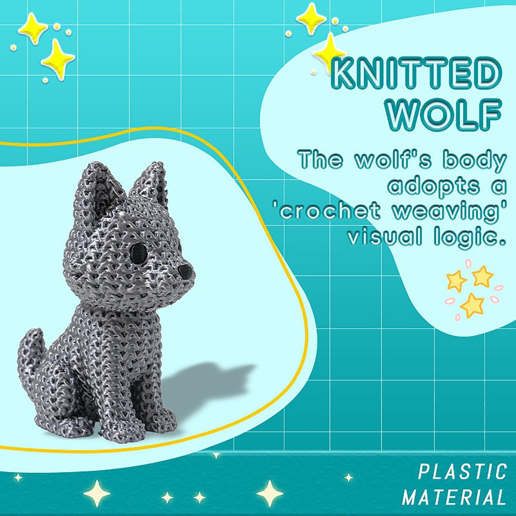 3D Printed Woven Style Wolf Creative 3D Toy Home Decor Ornament