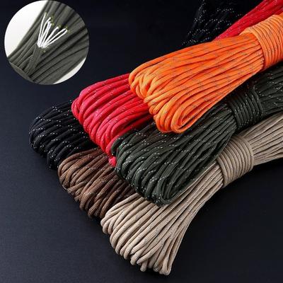 3/10/31M 7-core 4MM Reflective Paracord Rope Tactical Parachute Cord Camping Tent Rope Warning Line Lanyard DIY Bracelet