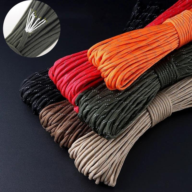 3/10/31M 7-core 4MM Reflective Paracord Rope Tactical Parachute Cord Camping Tent Rope Warning Line Lanyard DIY Bracelet
