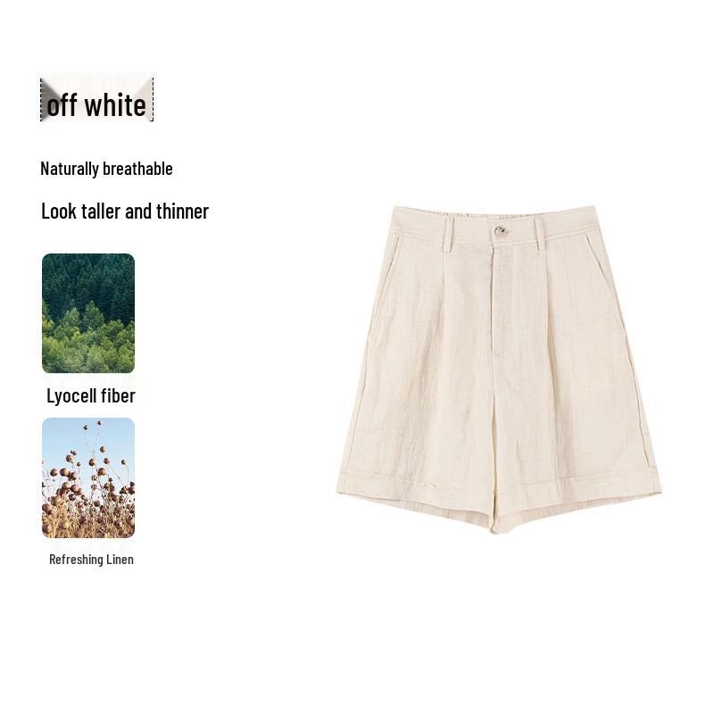 Women s High-Waisted Lyocell Tencel Linen Wide-Leg Breathable Shorts 2XL for 135-150 lbs