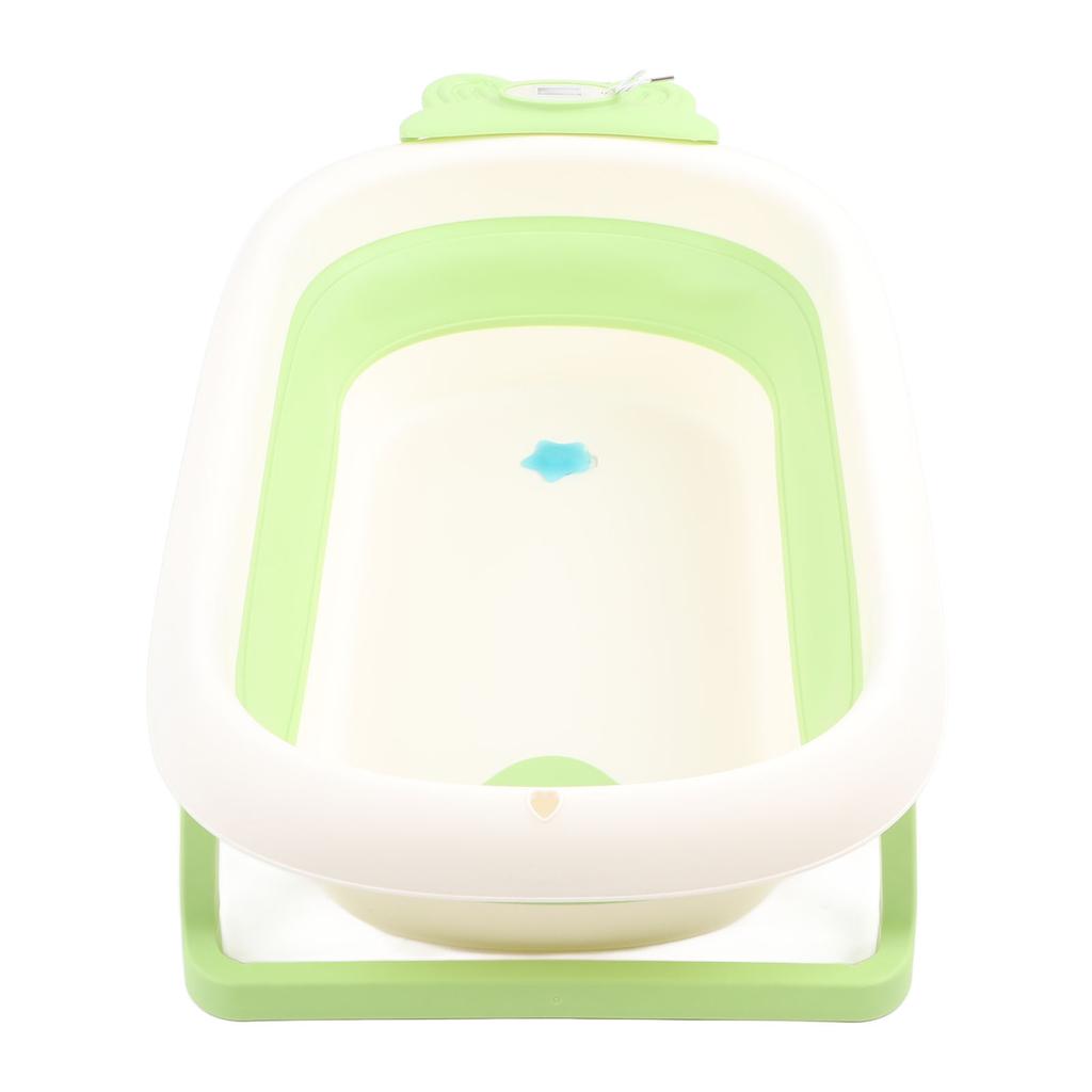 Collapsible Baby Bathtub Drain Hole Bunny Shape Infants Bathtub for Infant Travel Large Green