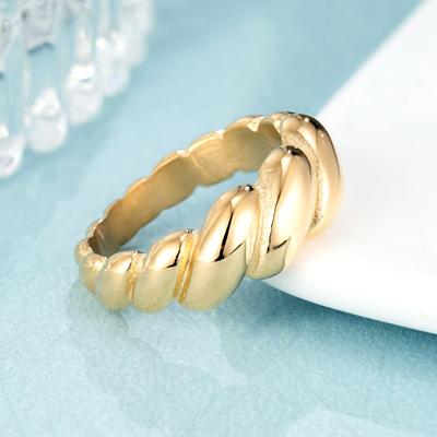 Titanium Steel Electroplated Croissant Ring Women's Summer Premium Croissant Ring Niche Twist Jewelry