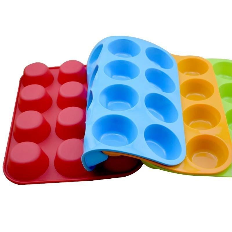 Silicone Muffin Cupcake Baking Pan Home Kitchen Rubber Trays Molds