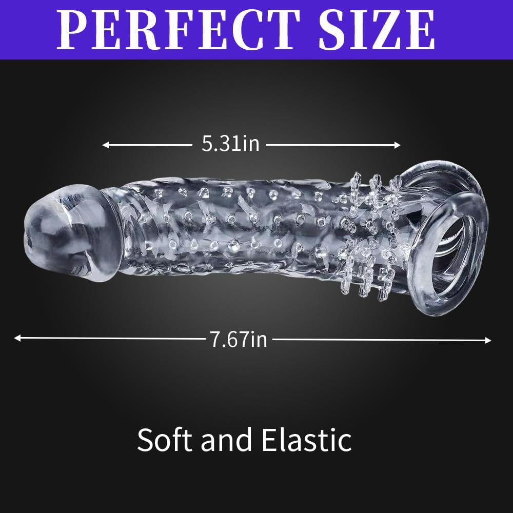 Pennis Extende Cock Set Reusable Condom,Sex Toy - Pump and Amplifier Extra Thick Simulation Extender Suitable for Men,Sleeve Circumference Enhancer