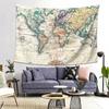 Arazzo Mappa del Mondo Vintage da Appendere alla Parete Decorazione Geografica Antica Viaggi Stile Bohemien Stampa Blu Nautica Decorazione Stanza Artistica per Casa