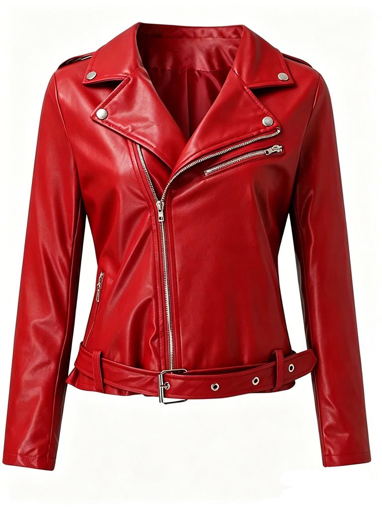 New women's short PU leather jacket motorcycle jacket slim and thin European and American style fashion versatile coat