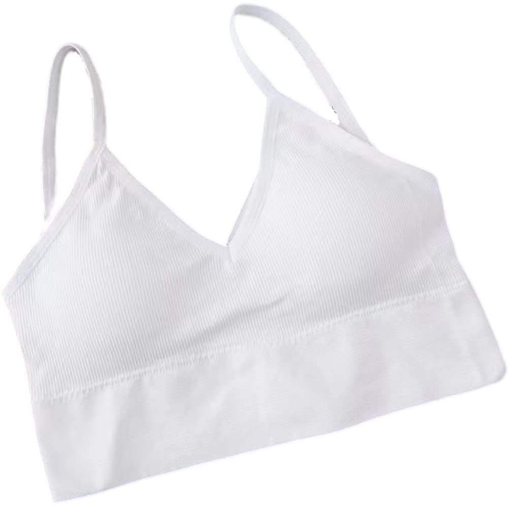 

Plus Nao Wireless Solid Ribbed White Women s Half-Top Bra, V-Neck, Color, Padded,