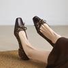 Fashion New Spring/Summer Leopard Print Women Pumps Shoes for Women Fashion Brogue Designs Square Toe Women Shoes Loafers Ladies Shoes