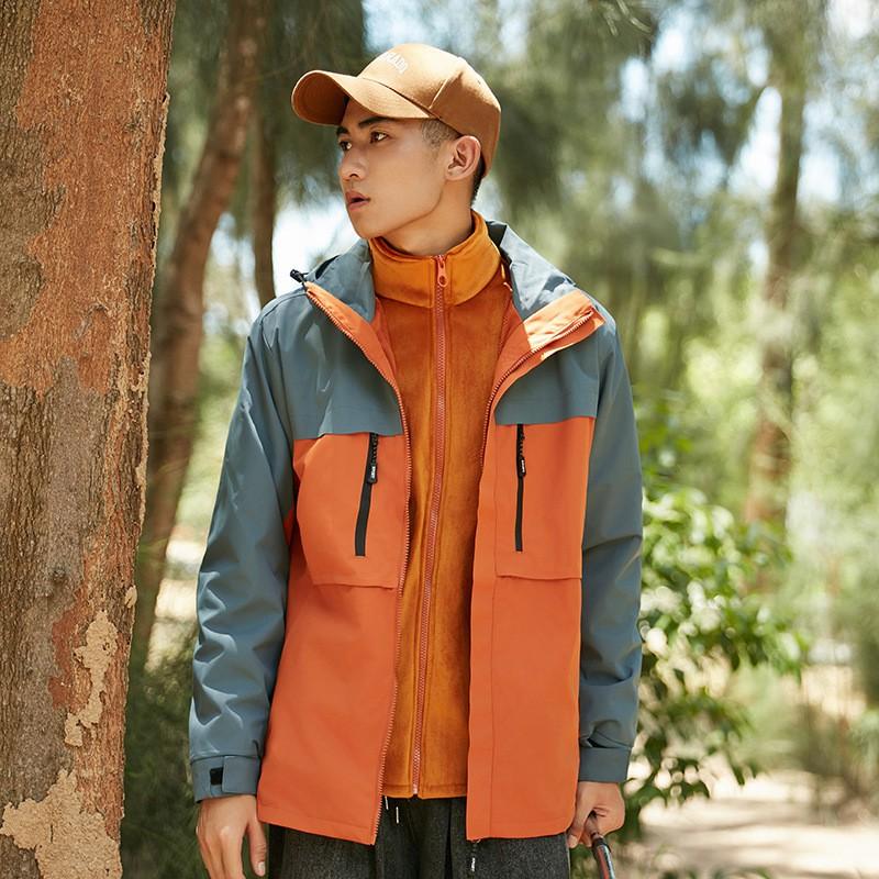Mens Womens 3-in-1 Waterproof Windproof Hiking Jacket Outdoor Sport Coat With Hood