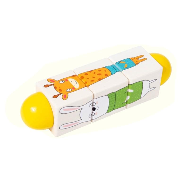 Educational Wooden Sensory Puzzle Block Toy With Rotating Design Early Learning Puzzle Block For Toddler Motor Skill