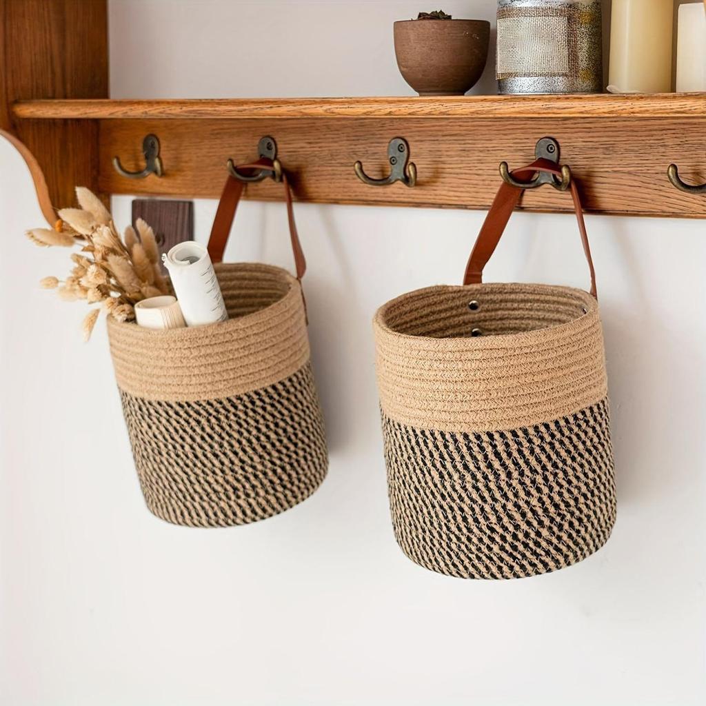 Rope Woven Baskets for Organizing Woven Rope Storage Basket Multifunctional Toy Basket for Desktop Nursery Office Bathroom Books