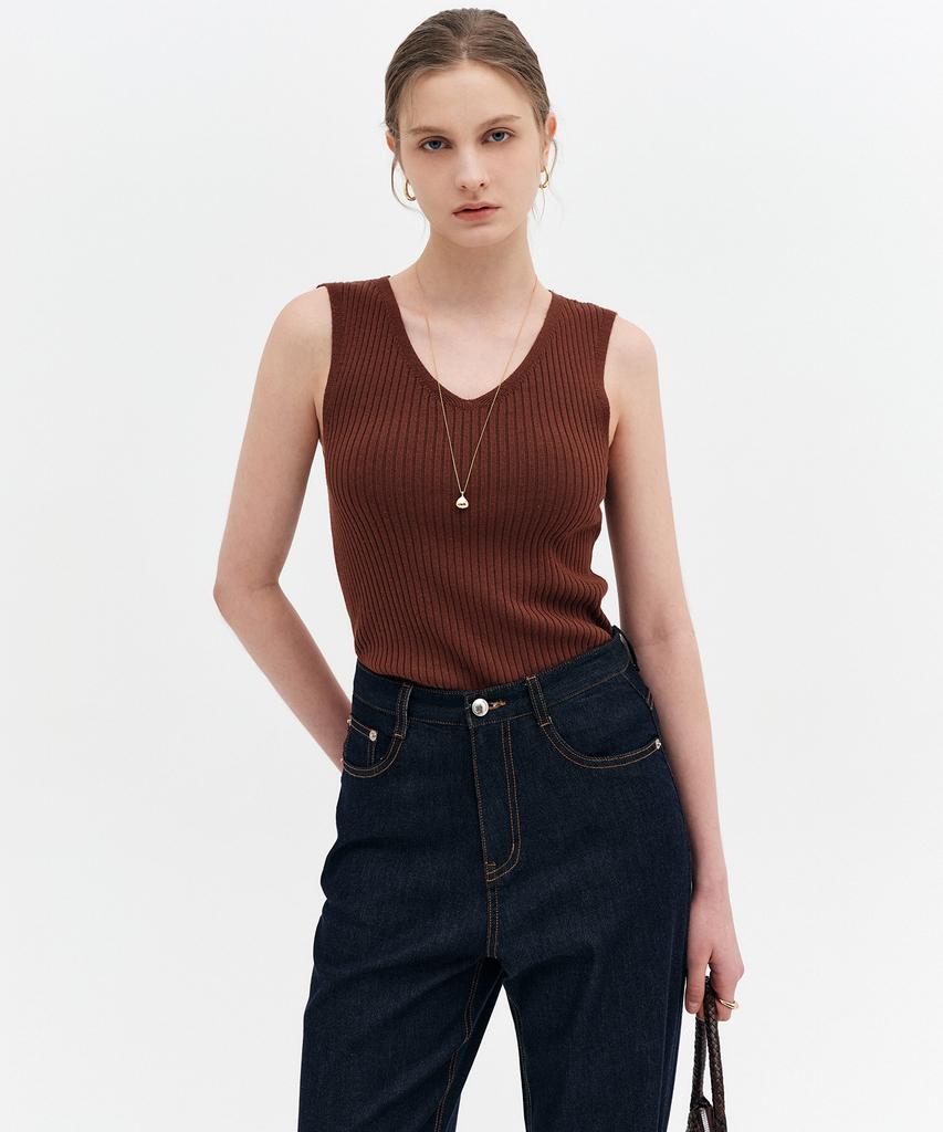 Lugkaeseuteu Lena Ribbed V-Neck Sleeveless Knit / Lena Ribbed V-Neck Sleeveless Knit_4Colors