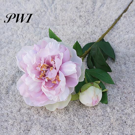 Artificial Flower 1Pc Realistic Easy Care 2-head No Fade Peony Fake for Wedding Faux