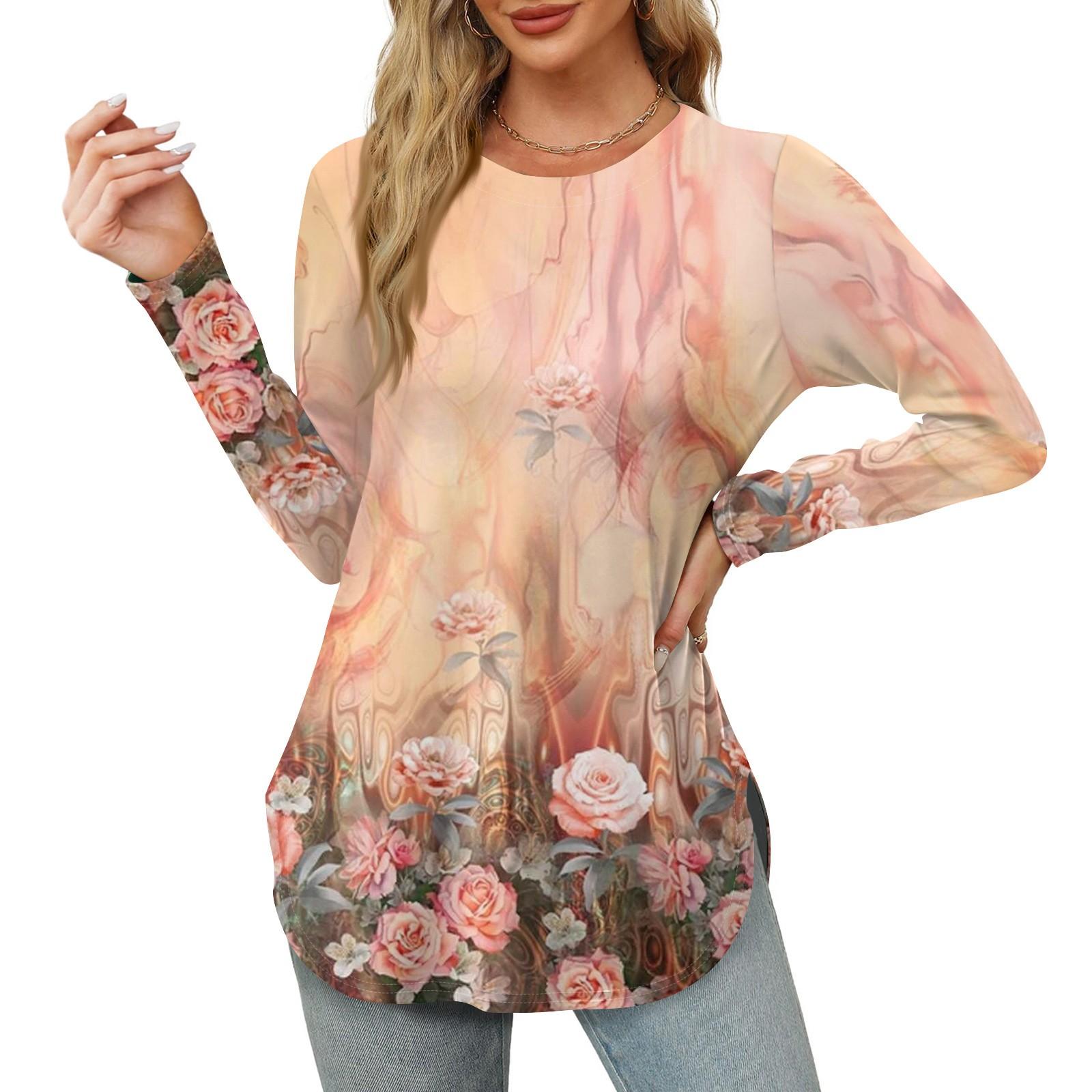 Женские рубашки с длинным рукавом и круглым вырезом — фото 13