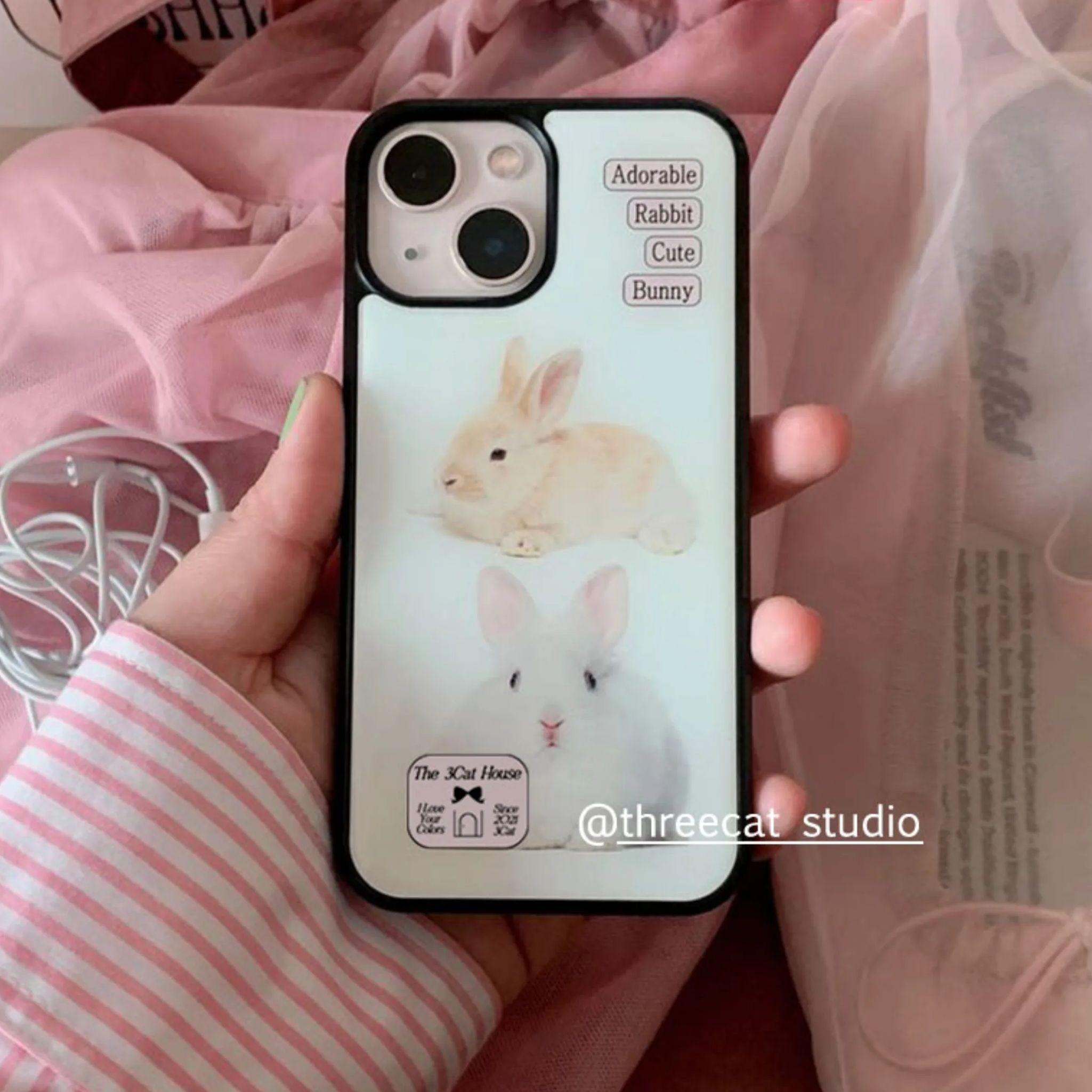 

Korean Ins Design Cute Rabbit Simplicity Cartoon Creative Phone Case For iPhone 17 Air 16 15 14 13 12 11 Pro Max Plus Y2K Cover iPhone 16 Pro Max
