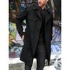 Men's New Solid Color Long-sleeved Windbreaker Men's Lapel Slim Double-breasted Casual Jacket