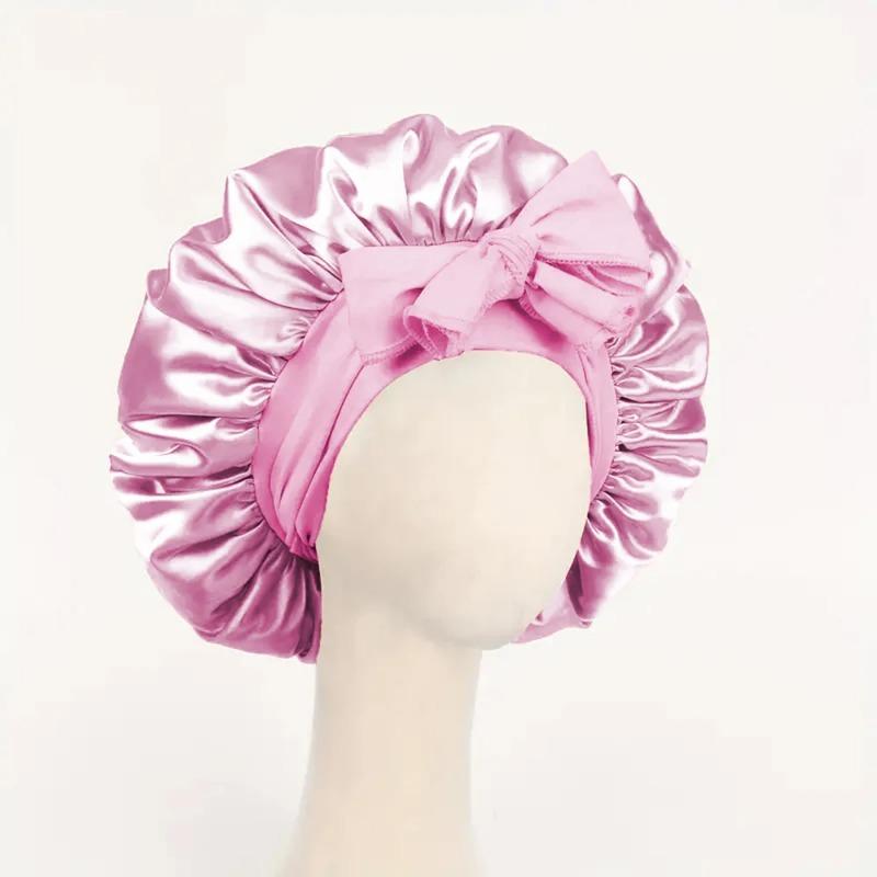 

Satin Bonnet Silk Bonnet Adjustable Bonne for Sleeping Hair Bonnet with Tie Band Bonnets for Women Men Hair Wrap розовый