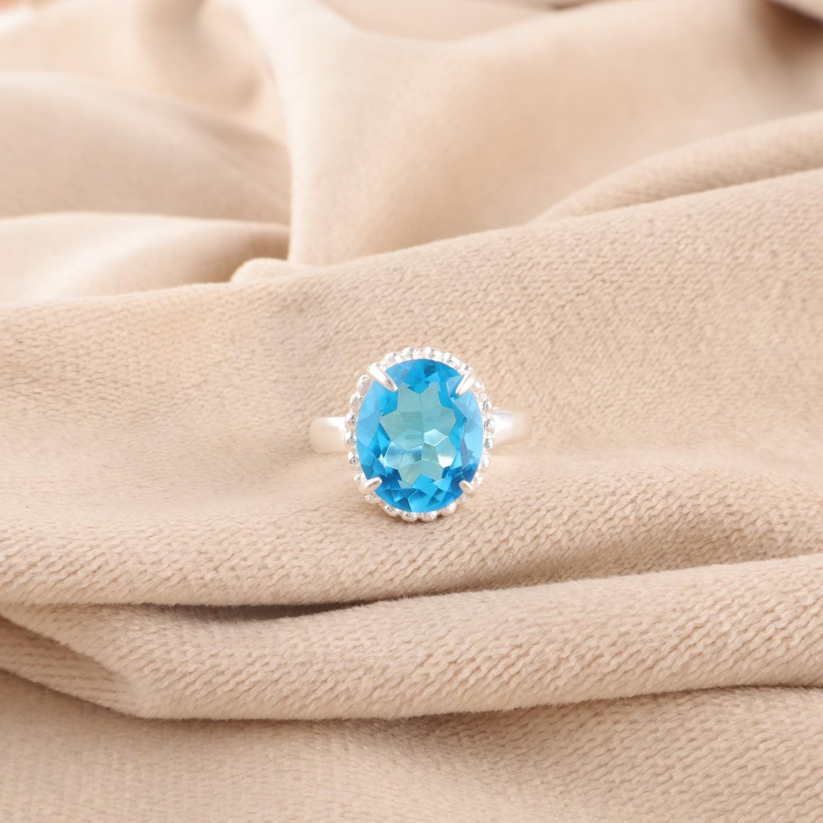 

Swiss Blue Topaz Stone 925 Silver Anniversary Cocktail Sisters Gift Ring Jewelry RR-28-9 15