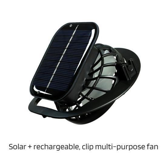 Solar Fan with Strong Airflow Low Three-Speed Adjustment Noise Rechargeable Fishing Hat Clip-on