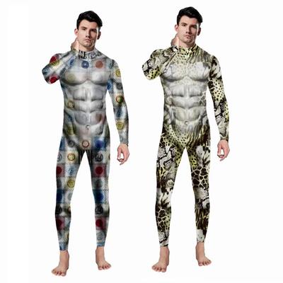 Halloween Serpentine 3D Print Outfit Purim Cosplay Kostüm Karneval Kleidung Zentai Erwachsene Männer Bodysuit Overall Festival Party