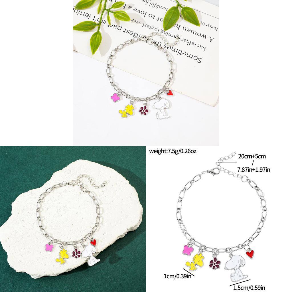 Snoopy Hand Chain Cartoon Jewelry With Zinc Alloy Pendant For Gift Sale Events