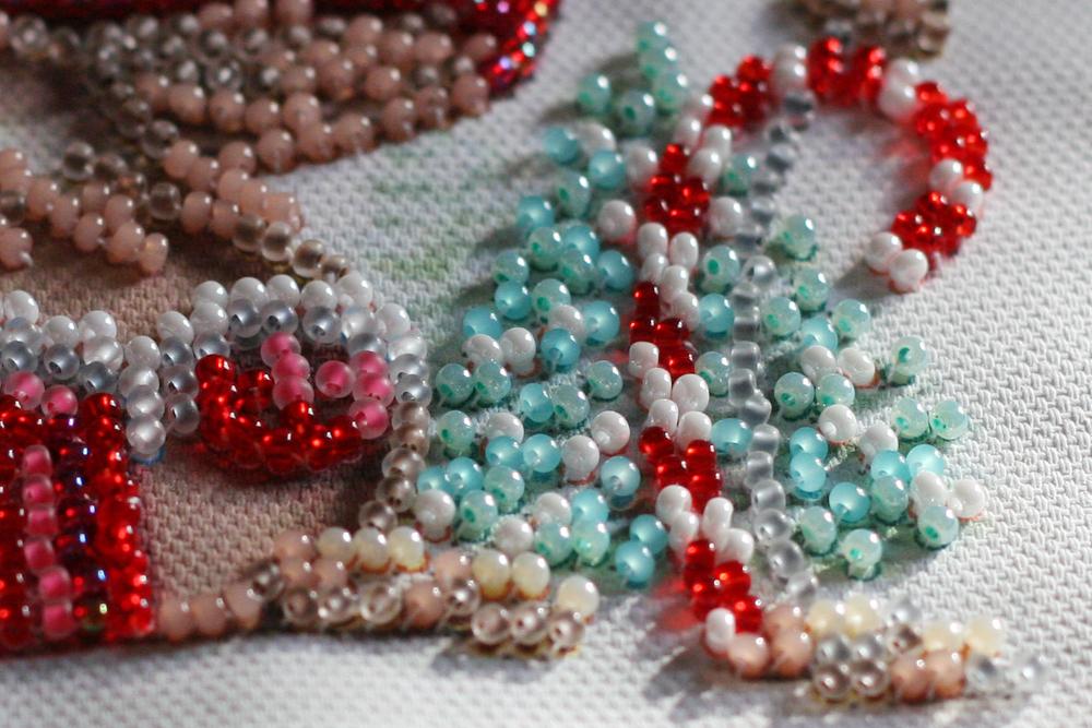 Mini Kit for Embroidery with Beads On Natural Artistic Canvas Abris Art New Year's Miracles