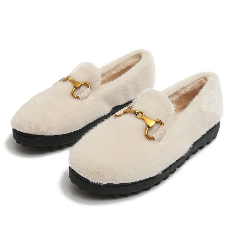 Mao Mao Shoes Women's Winter Wear 2025 Mink Hair Doudou Shoes Thick-soled Velvet Thermal Cotton Shoes Large Size Velvet Thicker