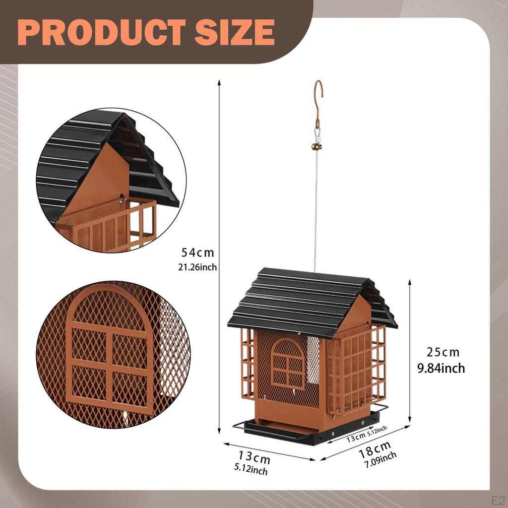 Hanging Bird Feeder Large Capacity Drain Openings with View Decor Outdoors Sturdy Attracting Finch