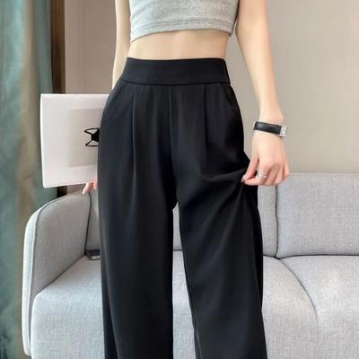 Large Size Casual Sports Pants Work Pants Spring and Summer New High-waisted Slimming Straight Wide-leg Pants