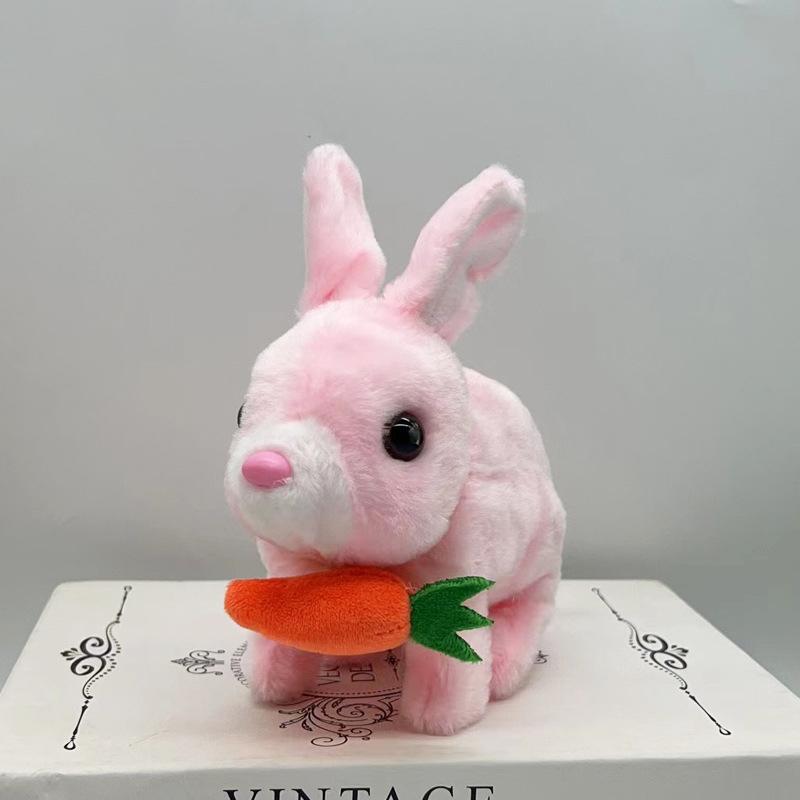 1Pc Realistic Bunny Toys Plush Electronic Stuffed Carrot Little White Rabbit Simulated Pet Walking Shaking Ears Educational Toy