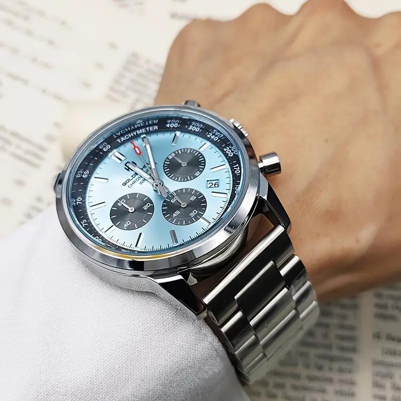 Luxury Mens Watch Fashion Leather Luminous Calendar Business Man Watch Waterproof Chronograph Gold Quartz Watches for Men