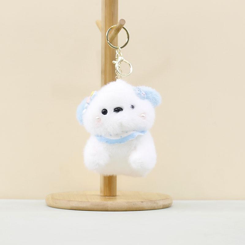 Charming Cute Dog Hanging Pendant Fluffy Plush Toy Keychain Perfect For Couples