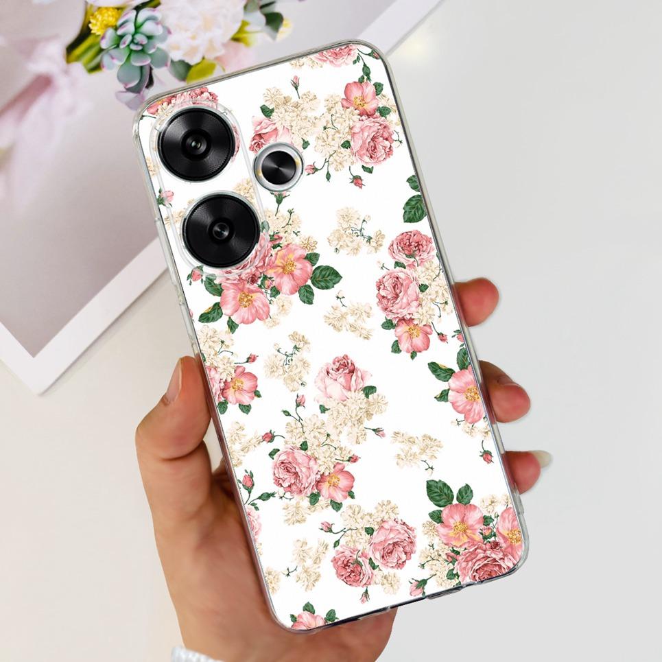 Flower Butterfly Women Fashion Back Cover For Xiaomi Redmi Turbo 3 Phone Funda Transparent Soft TPU Silicone Coque For Poco F6
