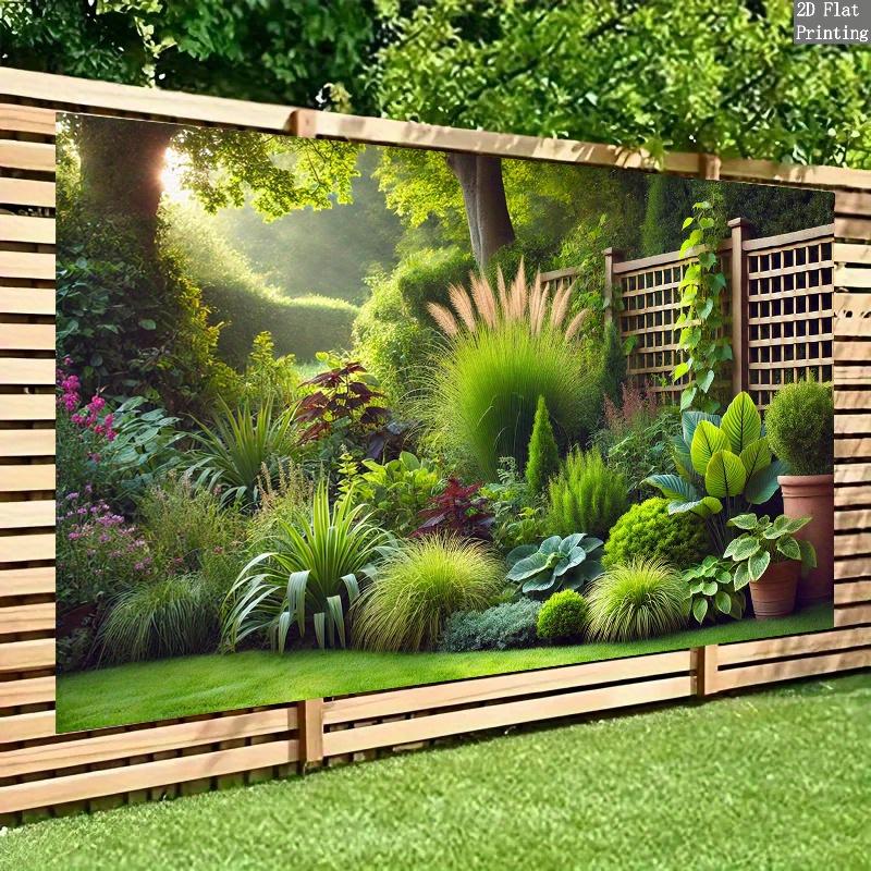 2D Flat Surface Garden Landscape Party Banner Suitable for Living Room and Bedroom Polyester Fiber