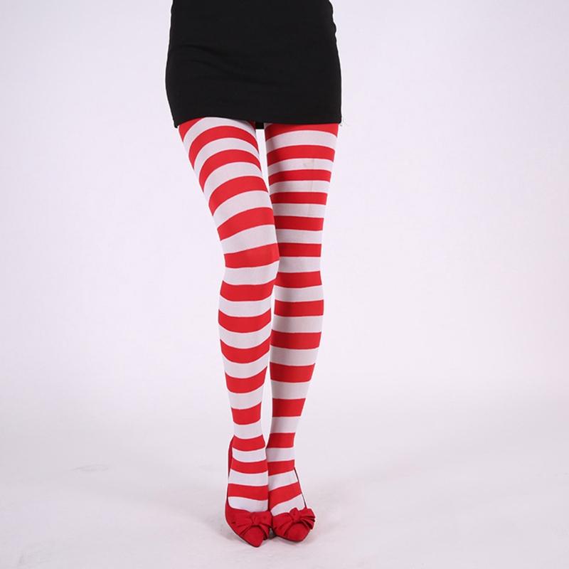 Damen Mehrfarbige Gestreifte Strumpfhosen Ganzkörper Mit Fuß Hohe Taille Leggings Elastische Lange Strümpfe Strumpfhosen für Karneval
