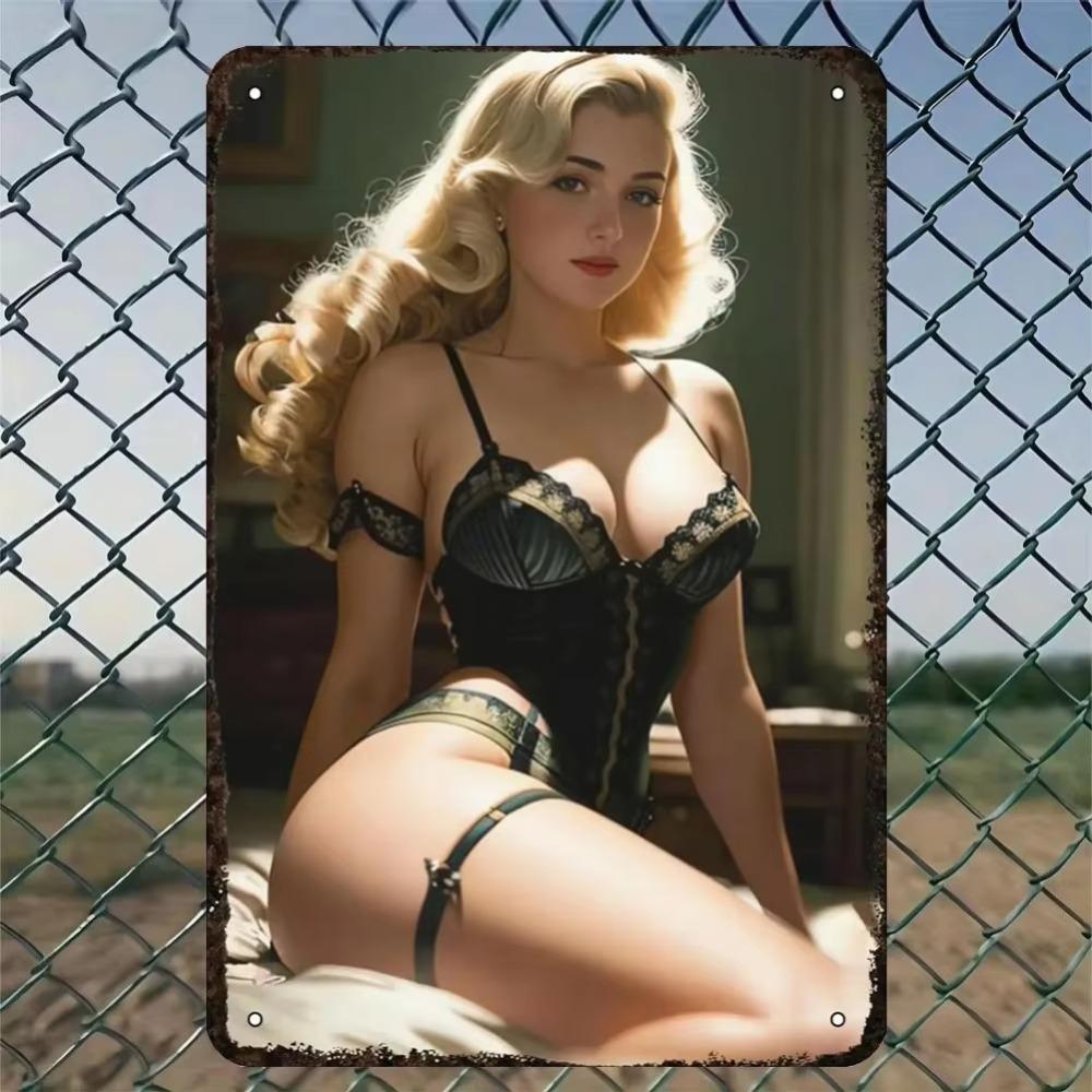 Retro Metalowy Znak Blaszany Pin-up Girl Dekoracja Ścienna Retro do Domu Baru Sypialni