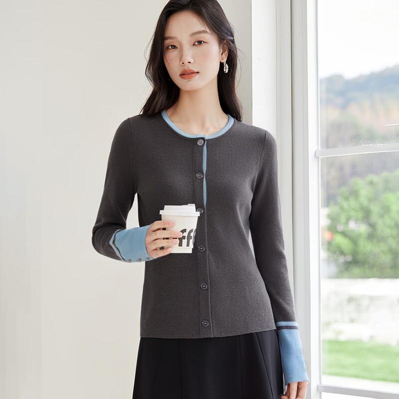 Handu Yishe Women's Color-Block Knitted Cardigan